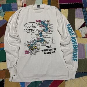 Vintage 1996 White Water Olympics Eagle Adventure Long Sleeve Funny Graphic Tee